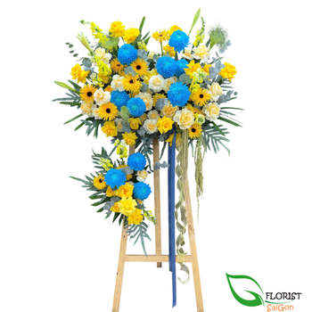 Blue flower stand for grand opening