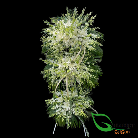 White funeral flower stand delivery Saigon
