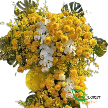 Yellow opening flower stand delivery Ho Chi Minh city