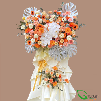 Orange flower stand for opening ceremony