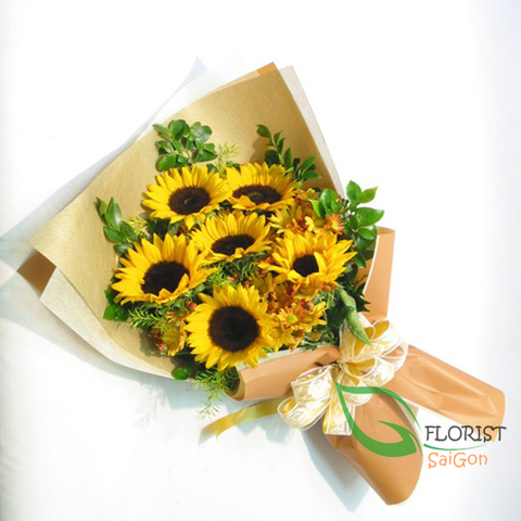 Sunflower birthday bouquet for someone in Saigon