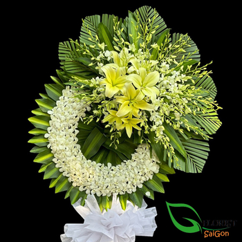 White funeral flower stand delivery district 10 HCMC