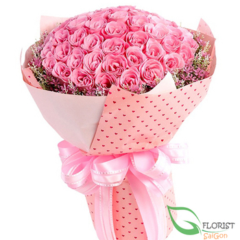 99 pink roses bouquet