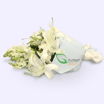 Send white flower bouquet to Saigon