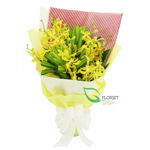 Flowers mokara bouquet with yellow colour