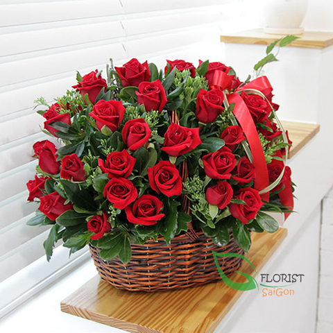 Love romantic from basket flowers