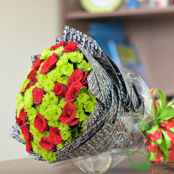 Red and green flower bouquet
