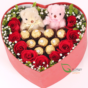 Boxed roses and chocolate for Valentine's Day