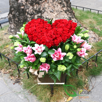 Heart shaped flower arrangement