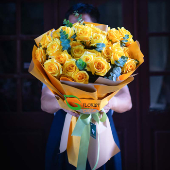 send best yellow rose bouquet to Hochiminh city