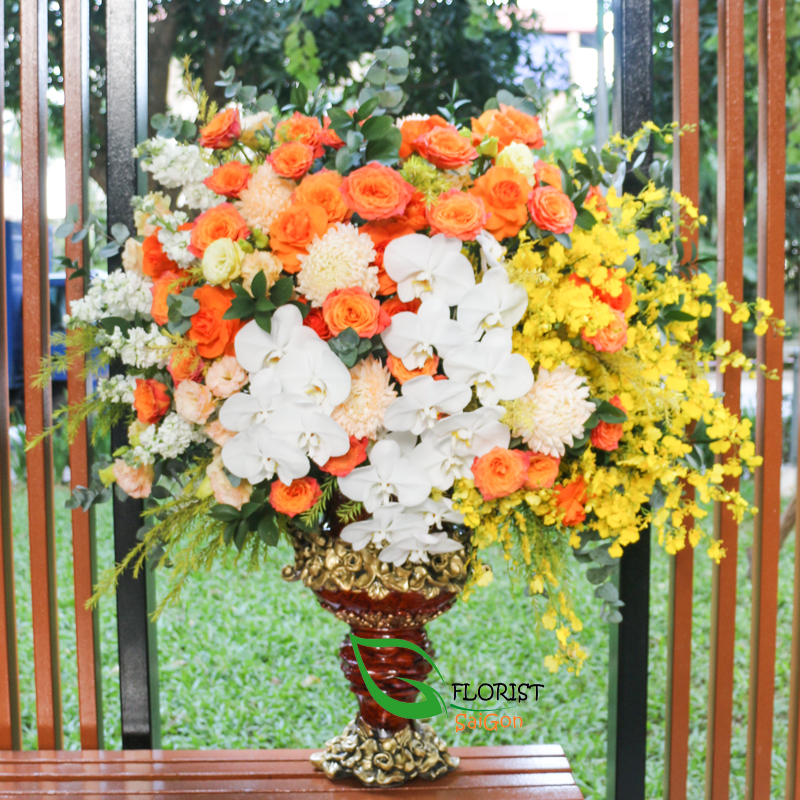 Orange flower arrangement Saigon