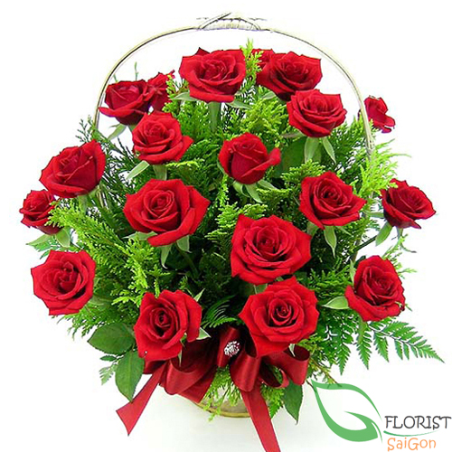 image beautiful red rose basket