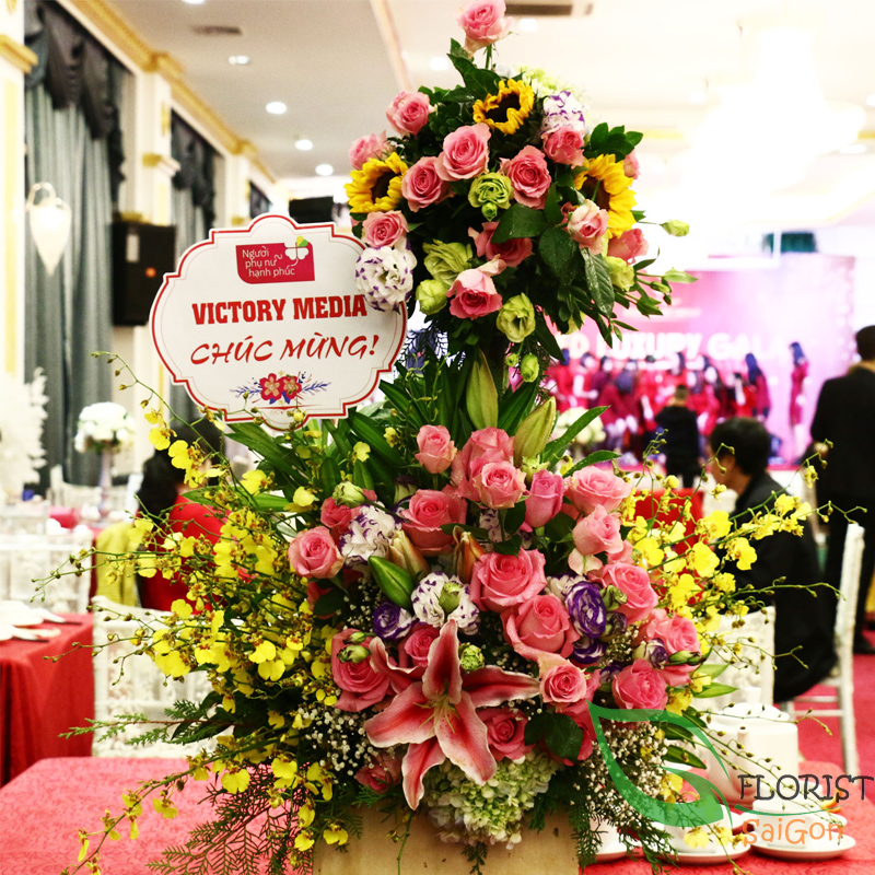 Congratulations flower basket in Hochiminh city