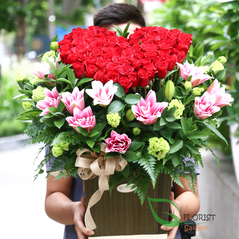 Beautiful heart shaped flower arrangement