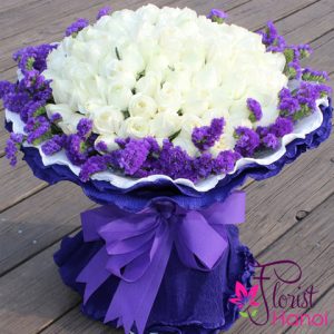 100 white rose bouquet