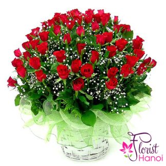 99 red roses and baby breath in Hanoi