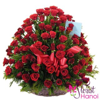 99 red roses basket Hanoi flowers shop