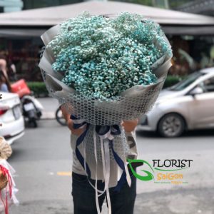 Blue baby breath bouquet in HCM