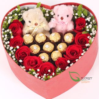 Boxed roses and chocolate for Valentine's Day