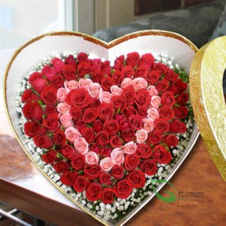 Roses in heart shaped box