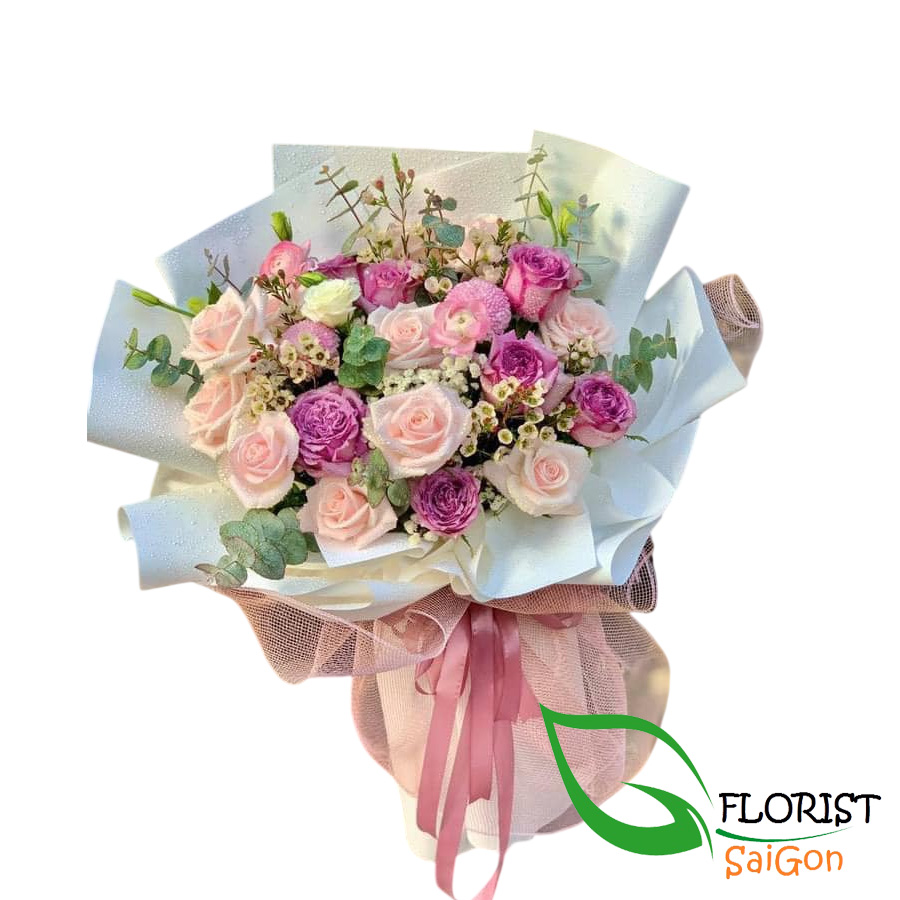 Pink and purple rose bouquet