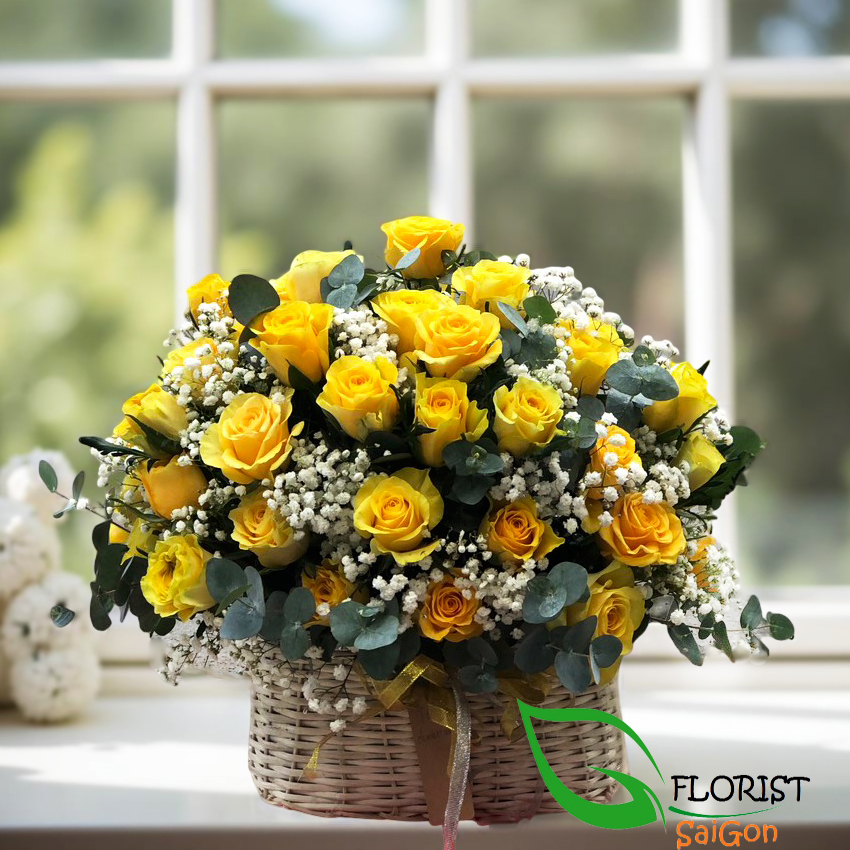 Birthday flowers of yellow roses in HCM city