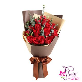 Bouquet flower with red rose for love