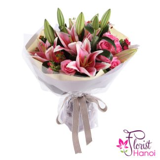 Bouquet of pink lilies online delivery same day
