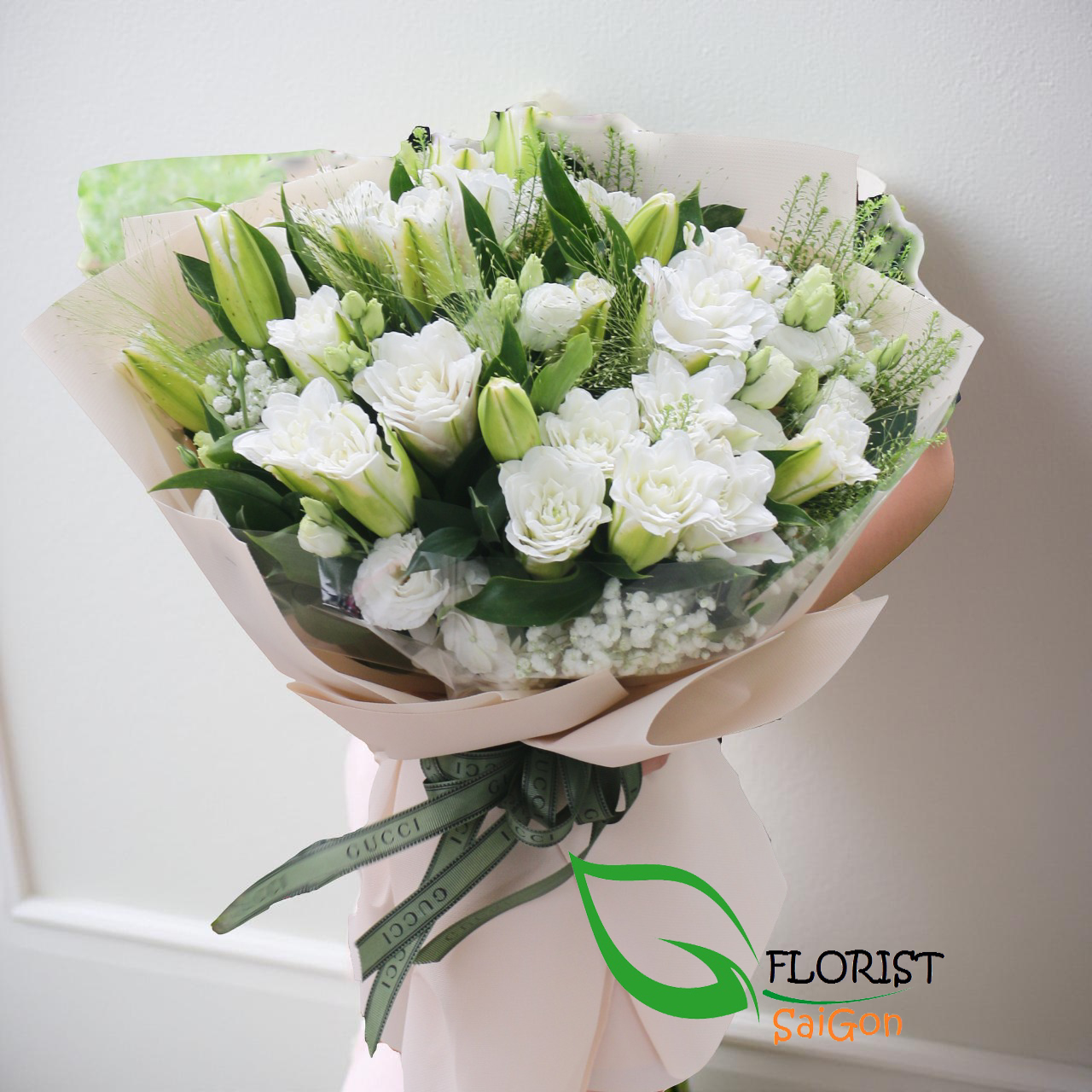 Bouquet of white rose lily in Saigon