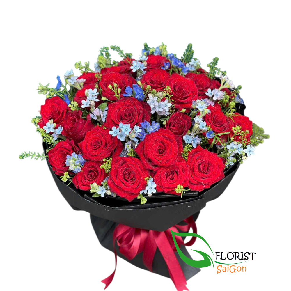 Online bunch of red roses in HCMC