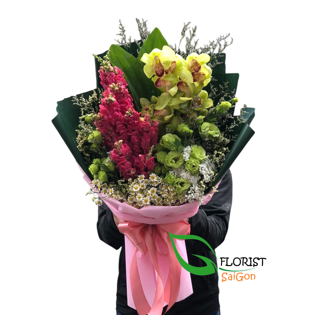 Beautiful cymbidium orchids bouquet in Saigon