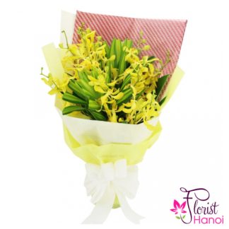 Flowers mokara orchid bouquet yellow colour