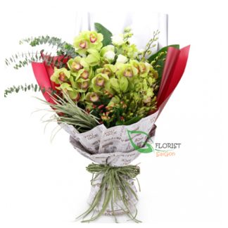 Green orchid flower bouquet
