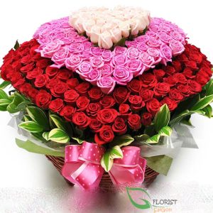 Heart by flowers for girlfriend in Saigon