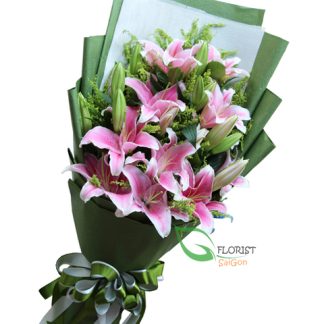 Pink lily flower arrangement Saigon