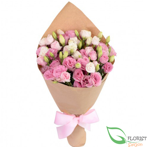 Order pink lisianthus bouquet for girlfriend