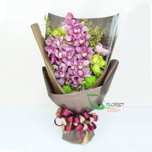 Pink orchid flower bouquet delivery in District 4