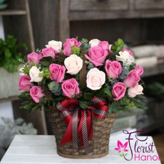 Pink rose arrangement Hanoi florist