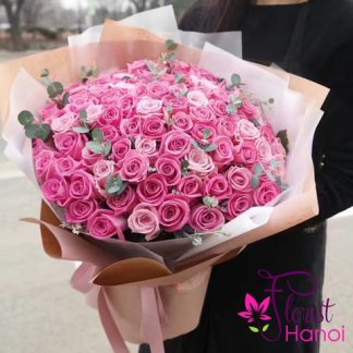 Pink rose bouquet hanoi vip flower
