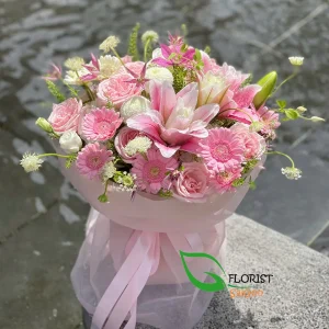 Pink & White Happy Birthday Bouquet in Saigon