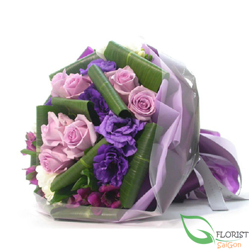 Purple flower bouquet for her