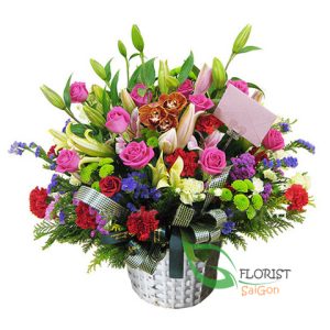 Saigon basket flowers for birthday