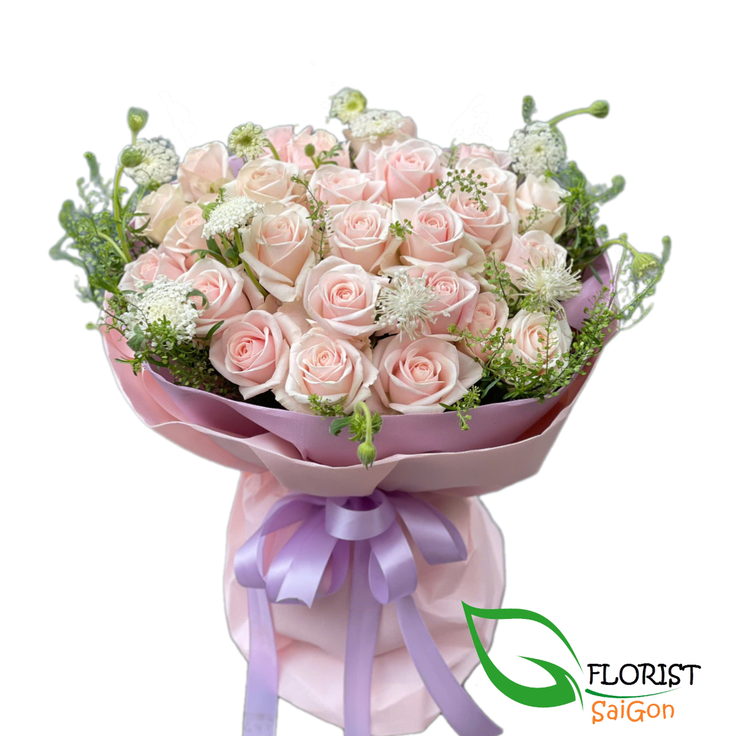 Light pink rose bouquet for birthday
