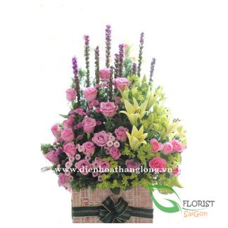Saigon birthday flowers basket free delivery today