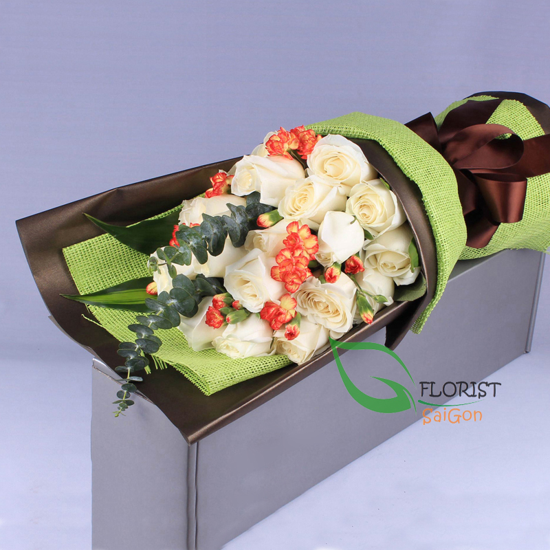 White rose bouquet for birthday