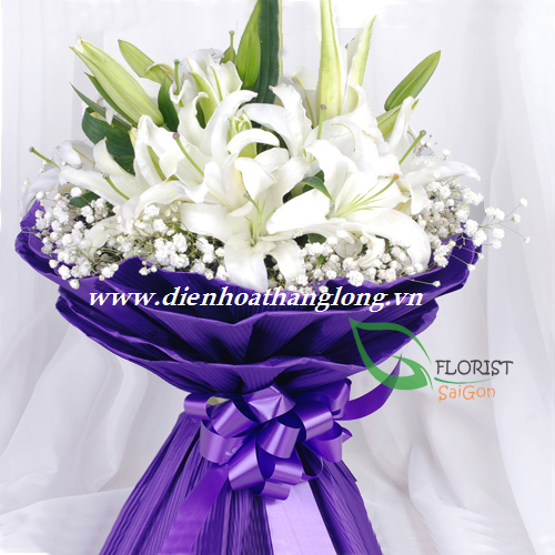 White lily bouquet delivery Saigon