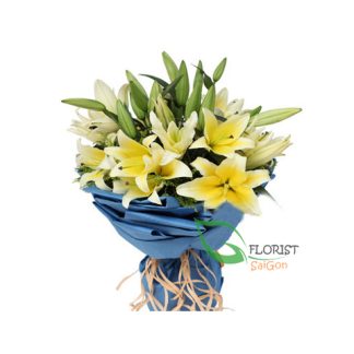 Saigon birthday flowers with yellow lilies