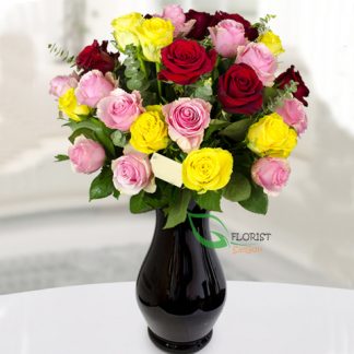 Saigon flowers in a vase with colour roses