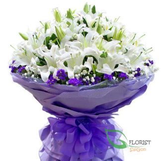 Saigon vip bouquet with white lily flowers