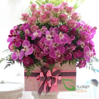 Luxury orchid and rose arrangement